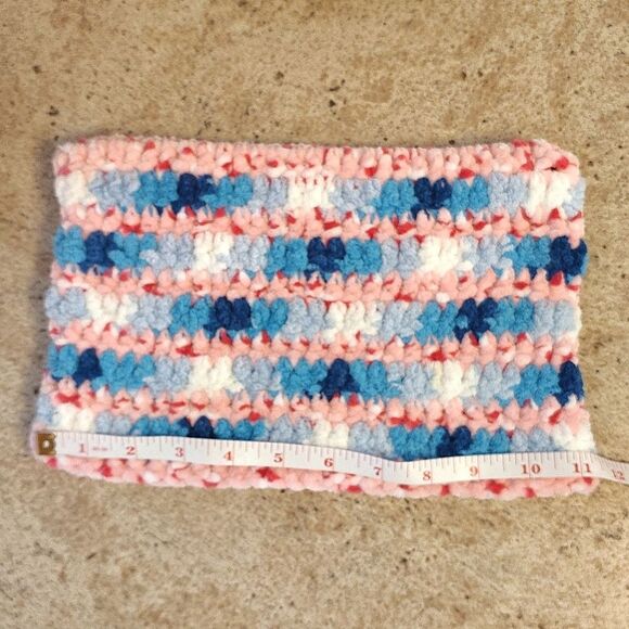 Handmade Pink Blue White Crochet Cat Ear Beanie Hat NEW - Picture 9 of 12